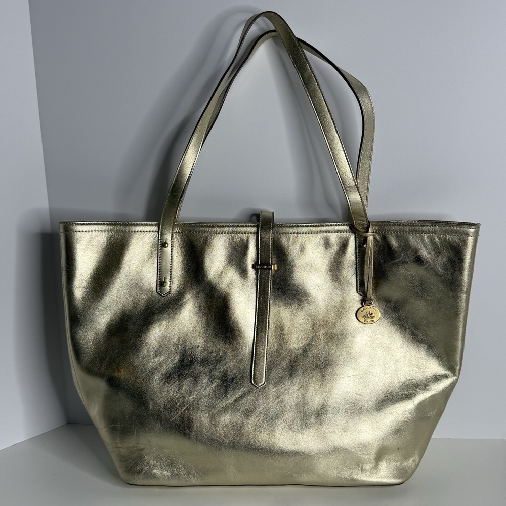 BRAHMIN Women's Metallic Gold Leather Tote Bag